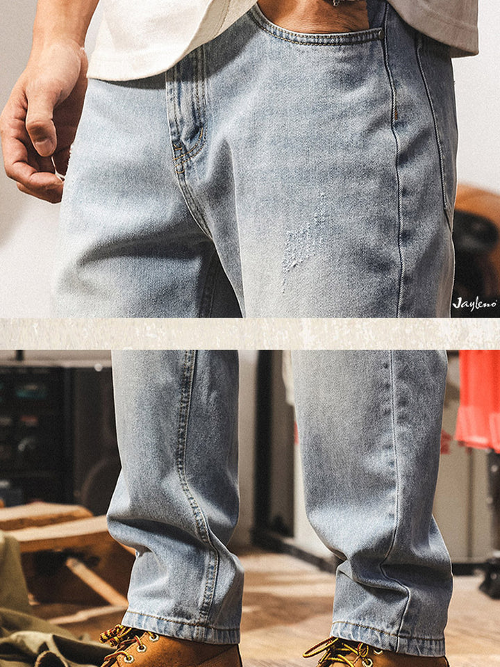 Jeans da uomo con lavaggio delicato e dettagli in stile vintage