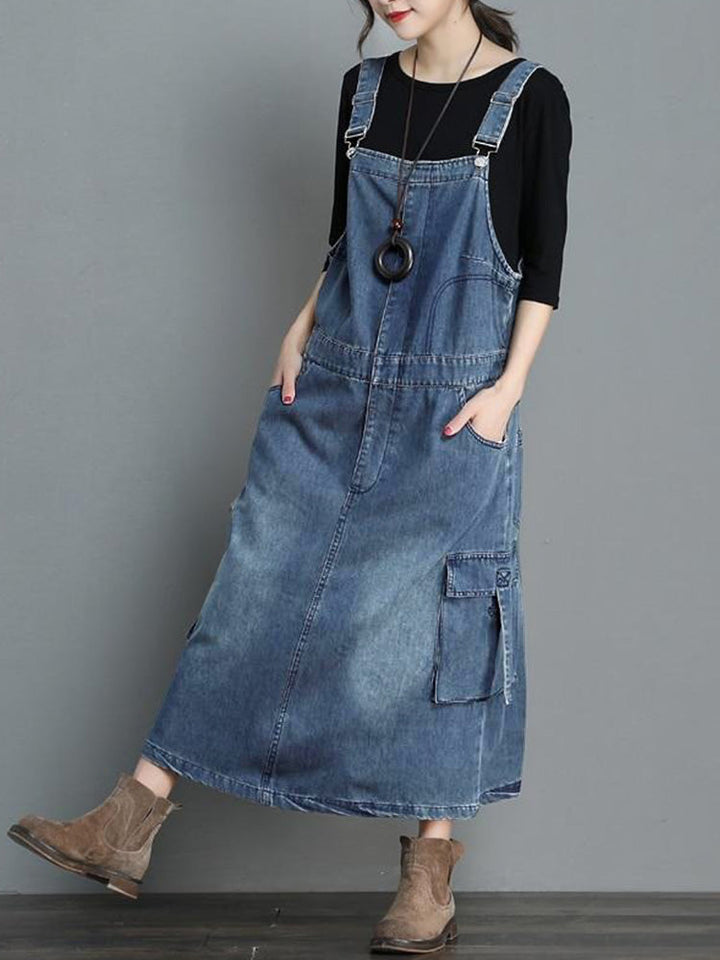 Jeans-Latzkleid mit lockerer Passform