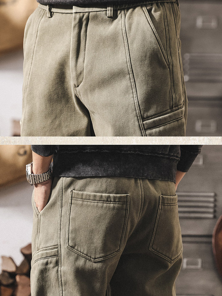 Herren 100% Baumwolle Cargohose, Weites Bein Vintage Arbeitshose