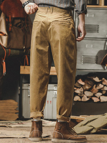 Men's Vintage-Inspired Washed Tapered Chino Pants