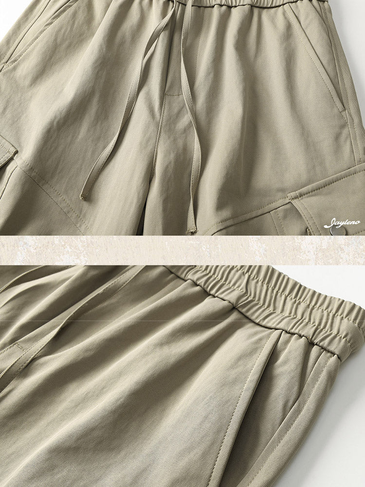 Herren Wide‑Leg Cargohose mit Kordelzug‑Taillenbund