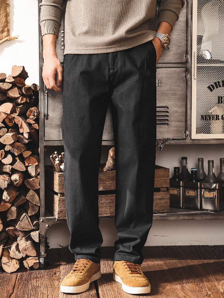 Herren Retro Workwear Chino-Hose aus Baumwolle mit elastischem Taillenbund