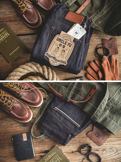 Jeans da uomo in denim grezzo in stile retrò americano