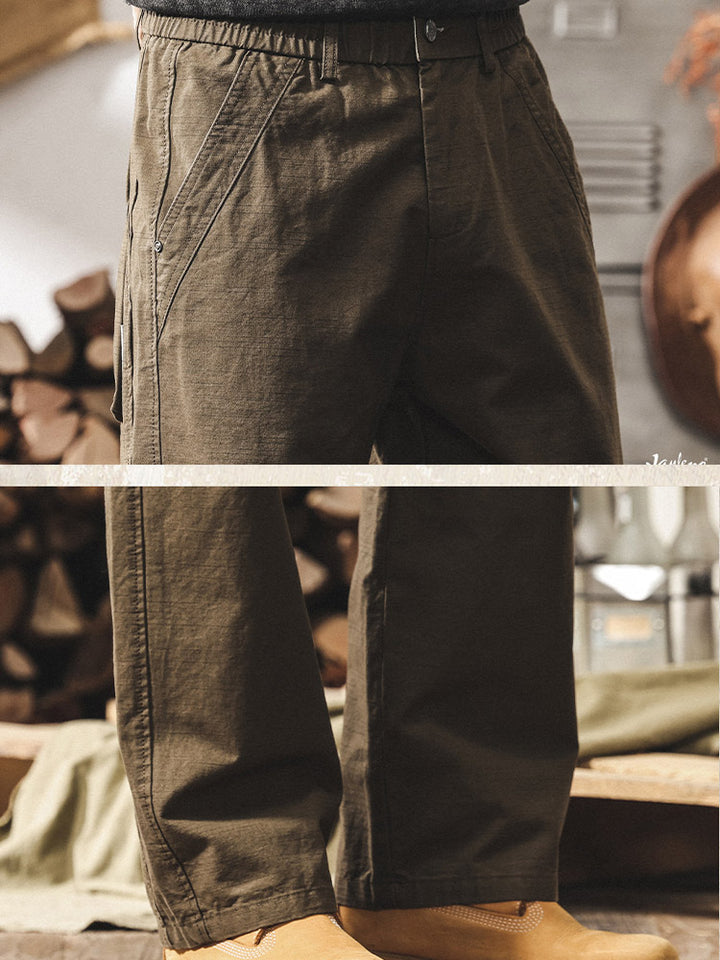 Pantalones de hombre de estilo retro, 100 % algodón y de pernera ancha