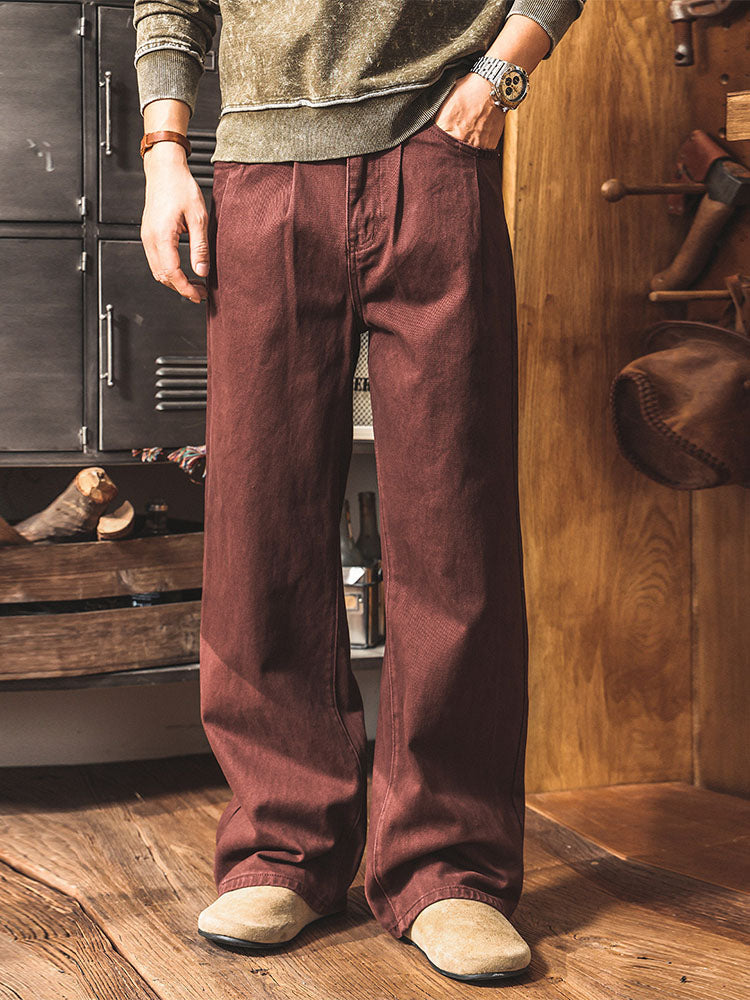 Herren‑Breitbein‑Arbeitshose aus Baumwolle Vintage‑Workwear‑Stil
