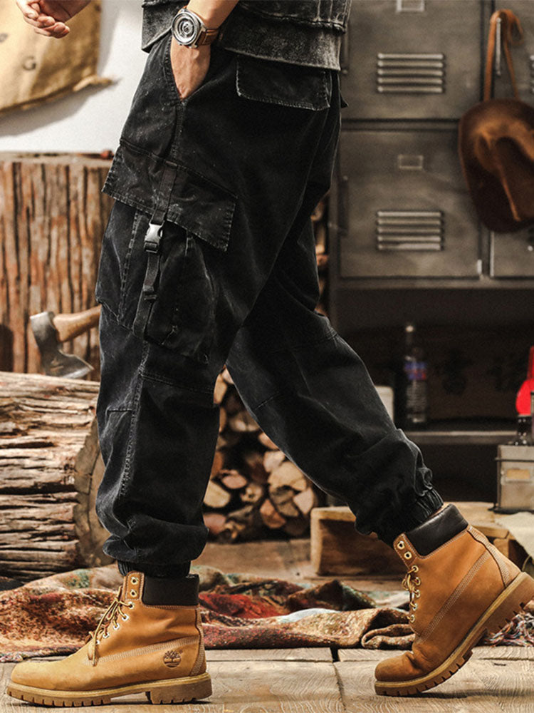 Herren Vintage Cargohose Jogger‑Schnitt