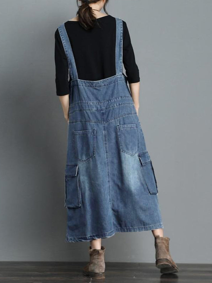 Jeans-Latzkleid mit lockerer Passform
