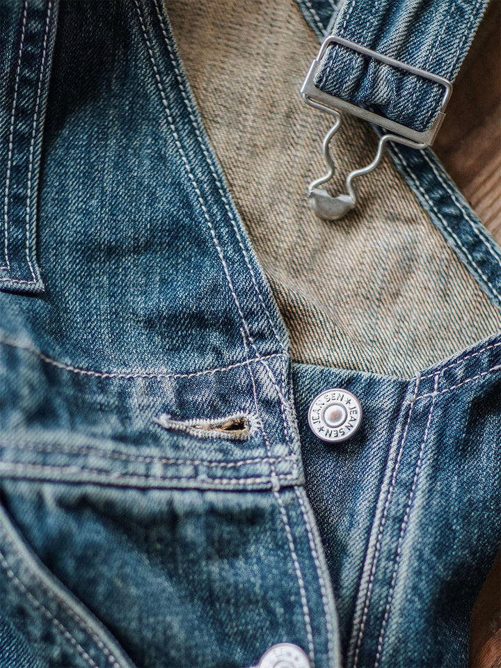 Latzhose aus Denim im Used-Look für Herren