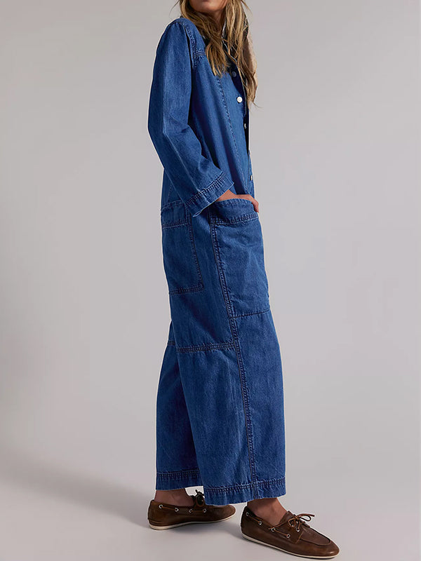 Mono vaquero de pierna ancha para mujer