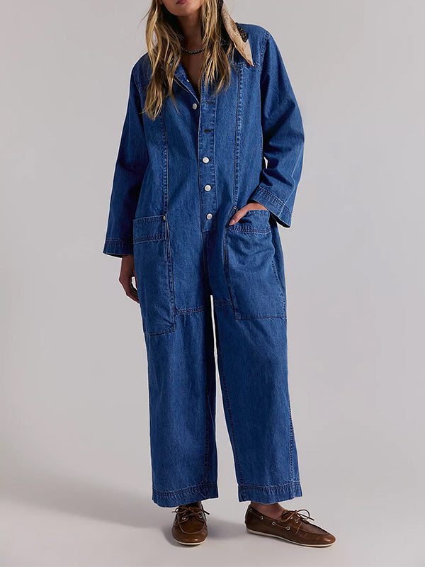 Mono vaquero de pierna ancha para mujer
