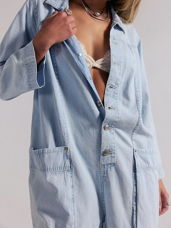 Mono vaquero de pierna ancha para mujer