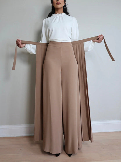 Lovely Pleated Overskirt Pants Set