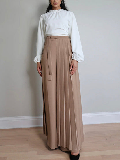 Lovely Pleated Overskirt Pants Set