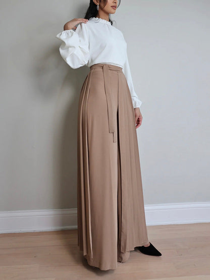 Lovely Pleated Overskirt Pants Set