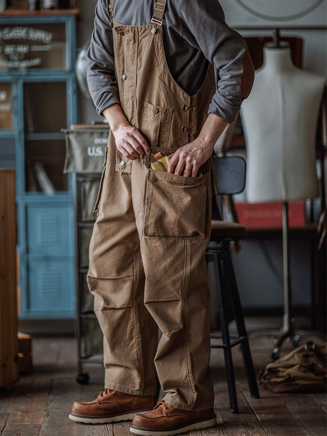 Latzhose aus Canvas mit Knopfleiste für Herren