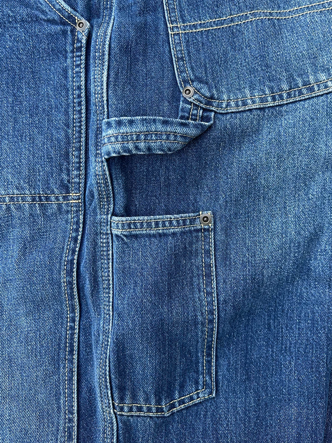 Pantalones tipo carpintero para hombre en denim *selvedge* con lavado medio – Liquidación
