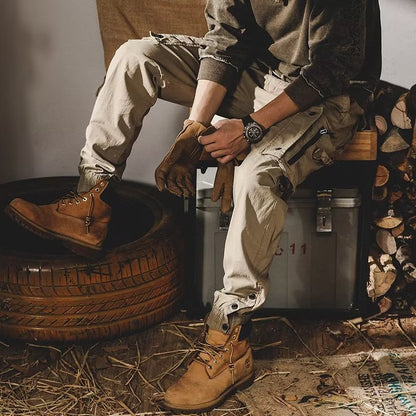 Men's Cotton Stretch Multi-Pocket Cargo Jogger Pants