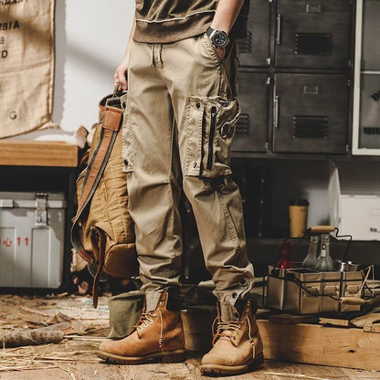 Men's Cotton Stretch Multi-Pocket Cargo Jogger Pants