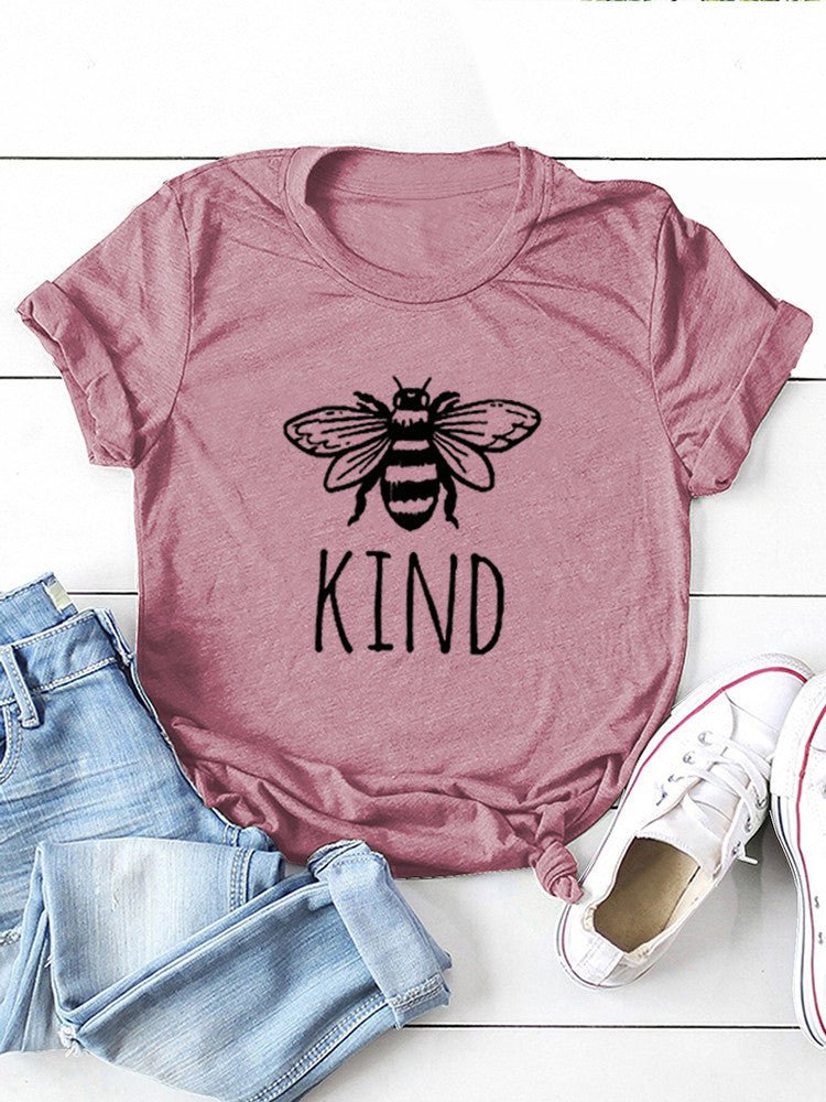 Damen-T-Shirt „Bee Kind“ aus Baumwolle mit Grafikprint