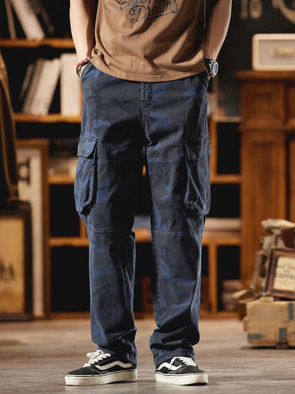 Pantalones Cargo Camuflaje Inspirados en el Estilo Vintage Americano para Hombre