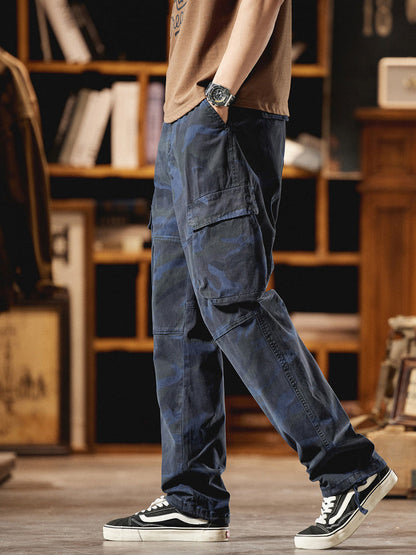 Pantalones Cargo Camuflaje Inspirados en el Estilo Vintage Americano para Hombre