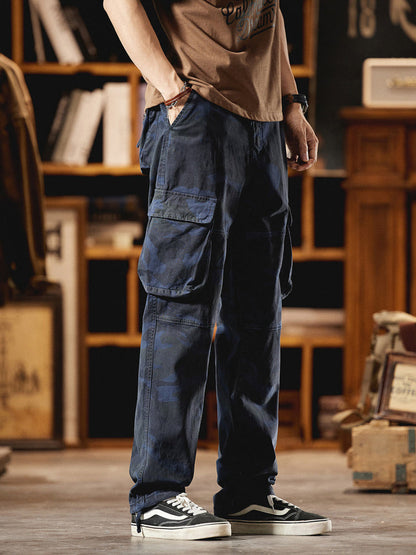 Pantalones Cargo Camuflaje Inspirados en el Estilo Vintage Americano para Hombre