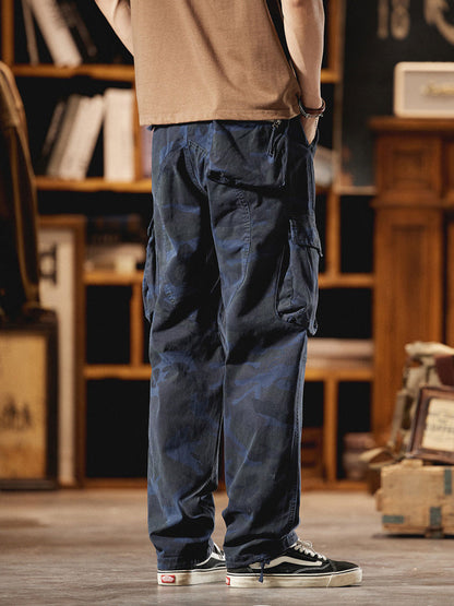 Pantalones Cargo Camuflaje Inspirados en el Estilo Vintage Americano para Hombre