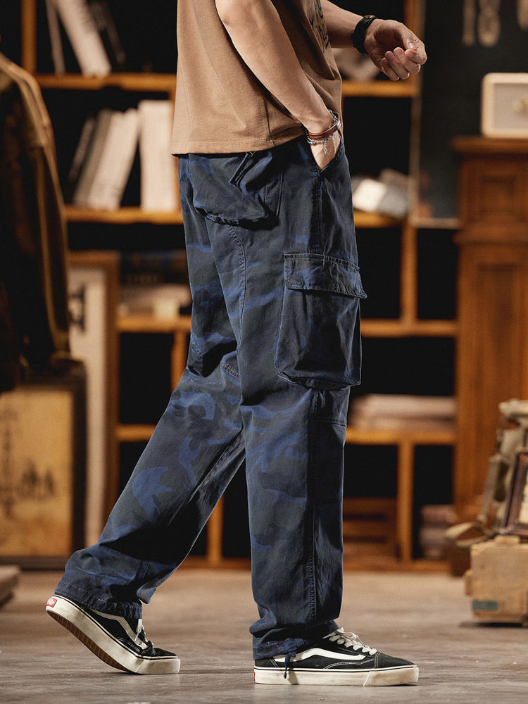 Pantalones Cargo Camuflaje Inspirados en el Estilo Vintage Americano para Hombre