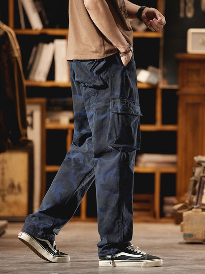 Pantalones Cargo Camuflaje Inspirados en el Estilo Vintage Americano para Hombre