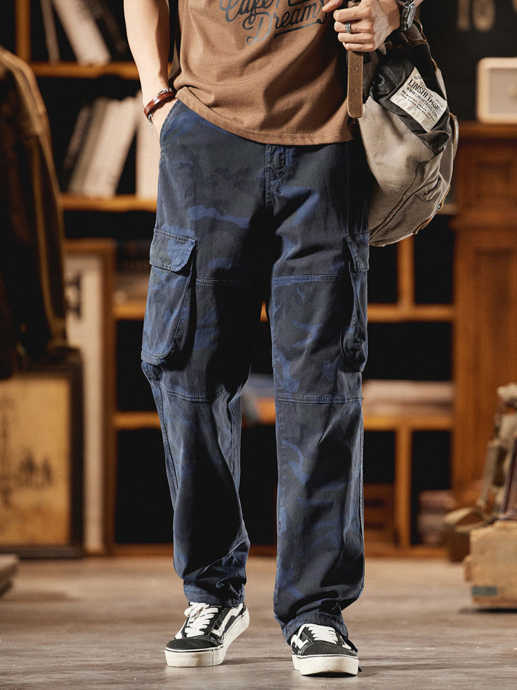Pantalones Cargo Camuflaje Inspirados en el Estilo Vintage Americano para Hombre