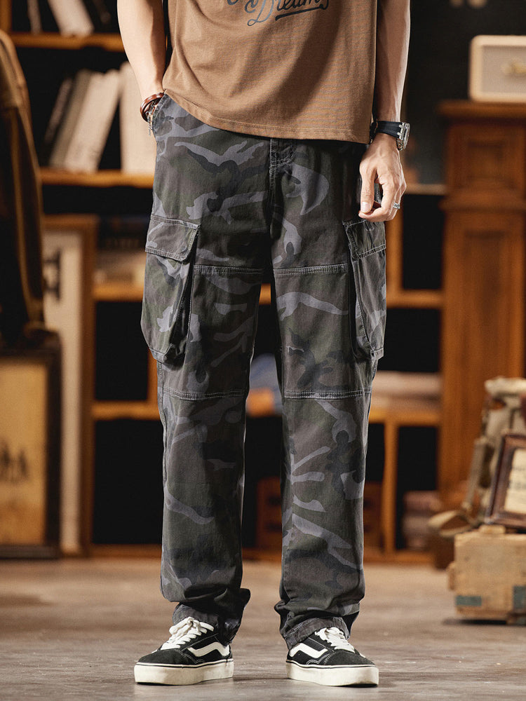 Pantalones Cargo Camuflaje Inspirados en el Estilo Vintage Americano para Hombre