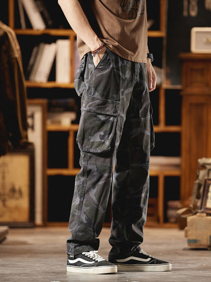 Pantalones Cargo Camuflaje Inspirados en el Estilo Vintage Americano para Hombre