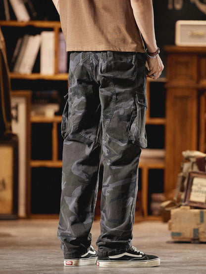 Pantalones Cargo Camuflaje Inspirados en el Estilo Vintage Americano para Hombre