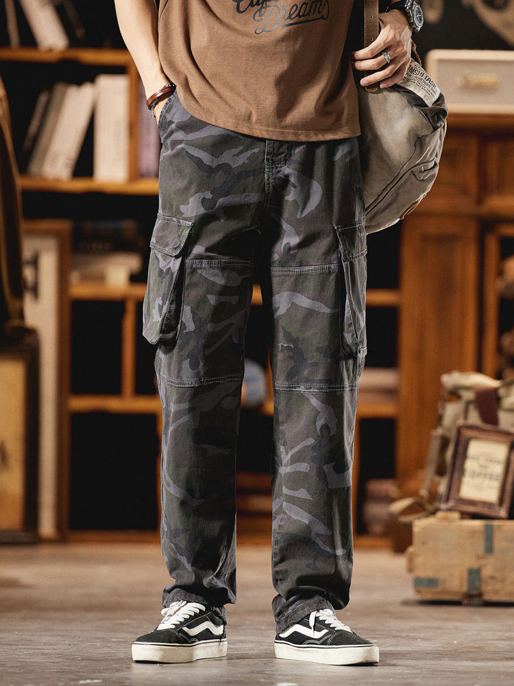 Pantalones Cargo Camuflaje Inspirados en el Estilo Vintage Americano para Hombre