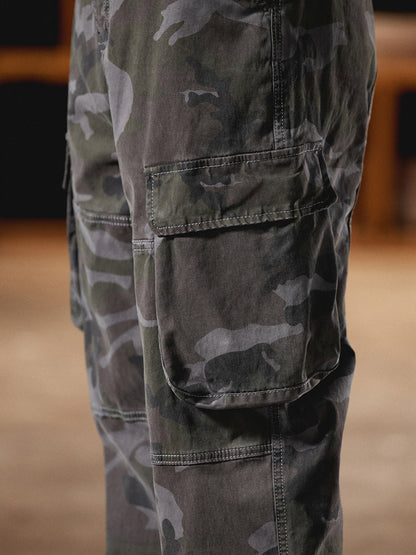 Pantalones Cargo Camuflaje Inspirados en el Estilo Vintage Americano para Hombre