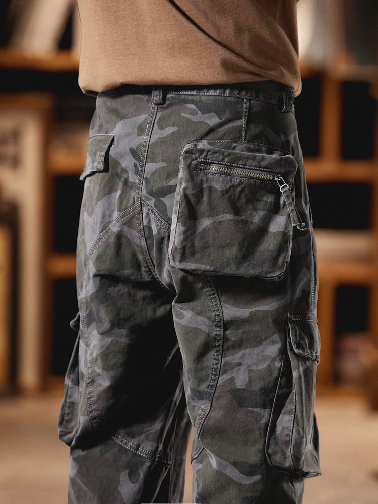 Pantalones Cargo Camuflaje Inspirados en el Estilo Vintage Americano para Hombre