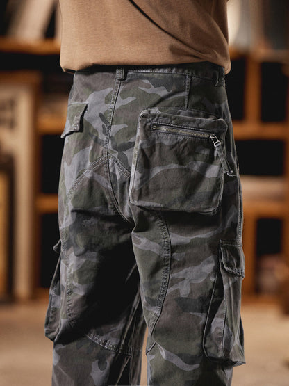 Pantalones Cargo Camuflaje Inspirados en el Estilo Vintage Americano para Hombre