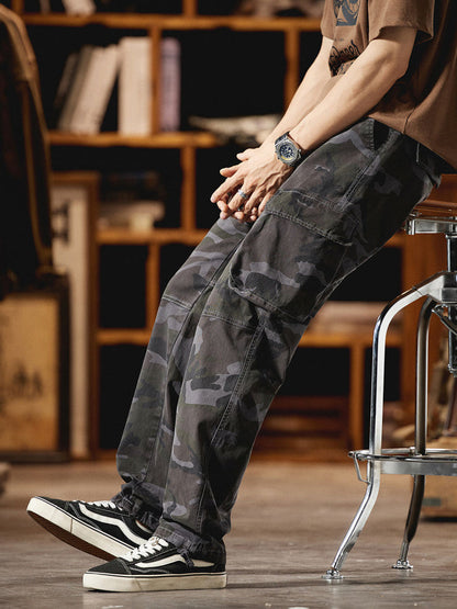 Pantalones Cargo Camuflaje Inspirados en el Estilo Vintage Americano para Hombre