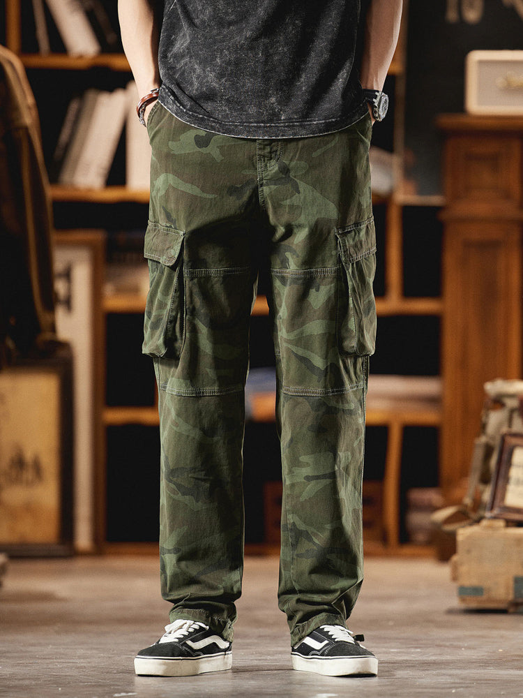 Pantalones Cargo Camuflaje Inspirados en el Estilo Vintage Americano para Hombre