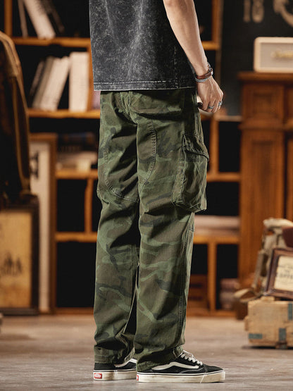 Pantalones Cargo Camuflaje Inspirados en el Estilo Vintage Americano para Hombre