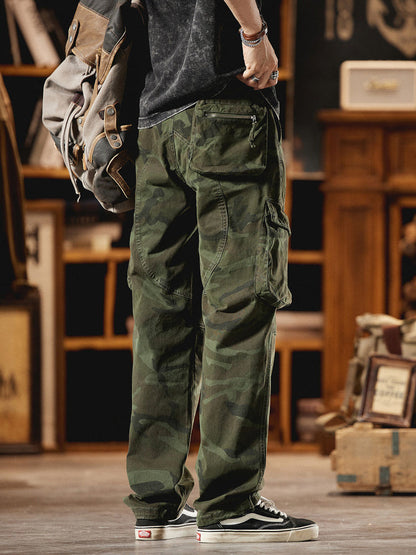 Pantalones Cargo Camuflaje Inspirados en el Estilo Vintage Americano para Hombre