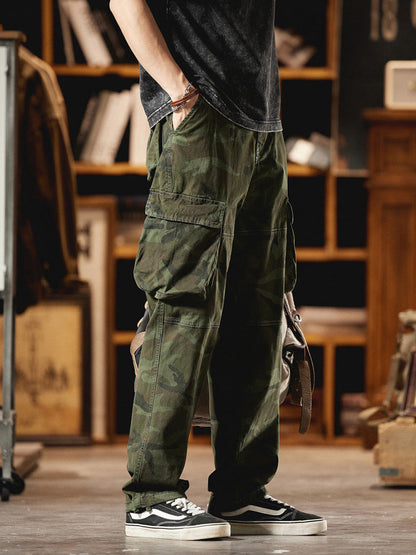 Pantalones Cargo Camuflaje Inspirados en el Estilo Vintage Americano para Hombre