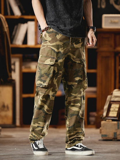 Pantalones Cargo Camuflaje Inspirados en el Estilo Vintage Americano para Hombre