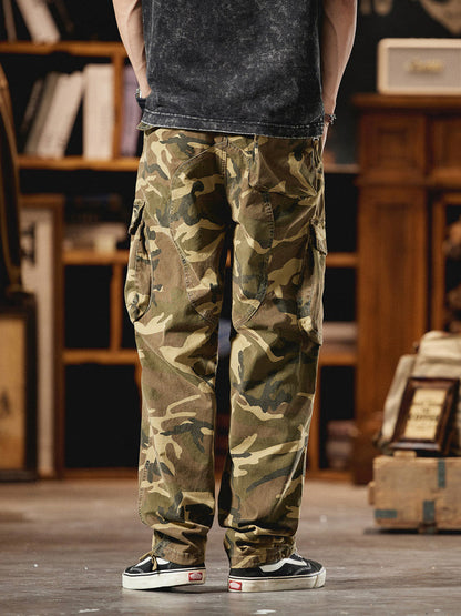 Pantalones Cargo Camuflaje Inspirados en el Estilo Vintage Americano para Hombre