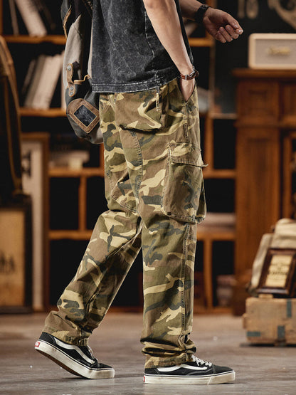 Pantalones Cargo Camuflaje Inspirados en el Estilo Vintage Americano para Hombre