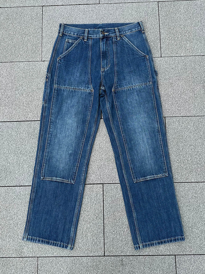 Pantalones tipo carpintero para hombre en denim *selvedge* con lavado medio – Liquidación