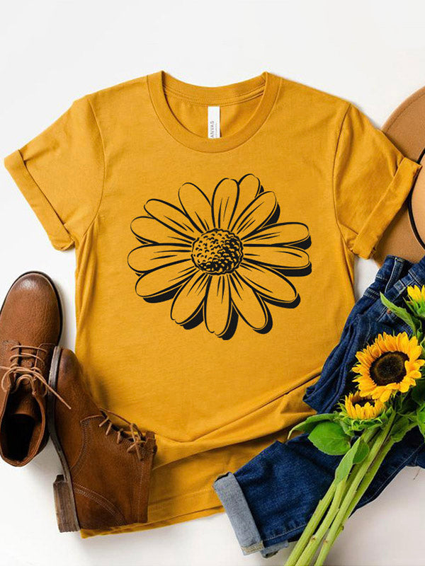 Damen-T-Shirt mit Sonnenblumen-Print
