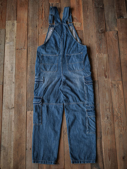 Salopette in denim da uomo con tasche cargo