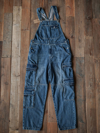Salopette in denim da uomo con tasche cargo