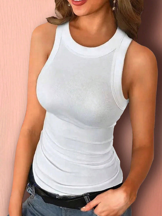 Canotta a coste slim fit da donna